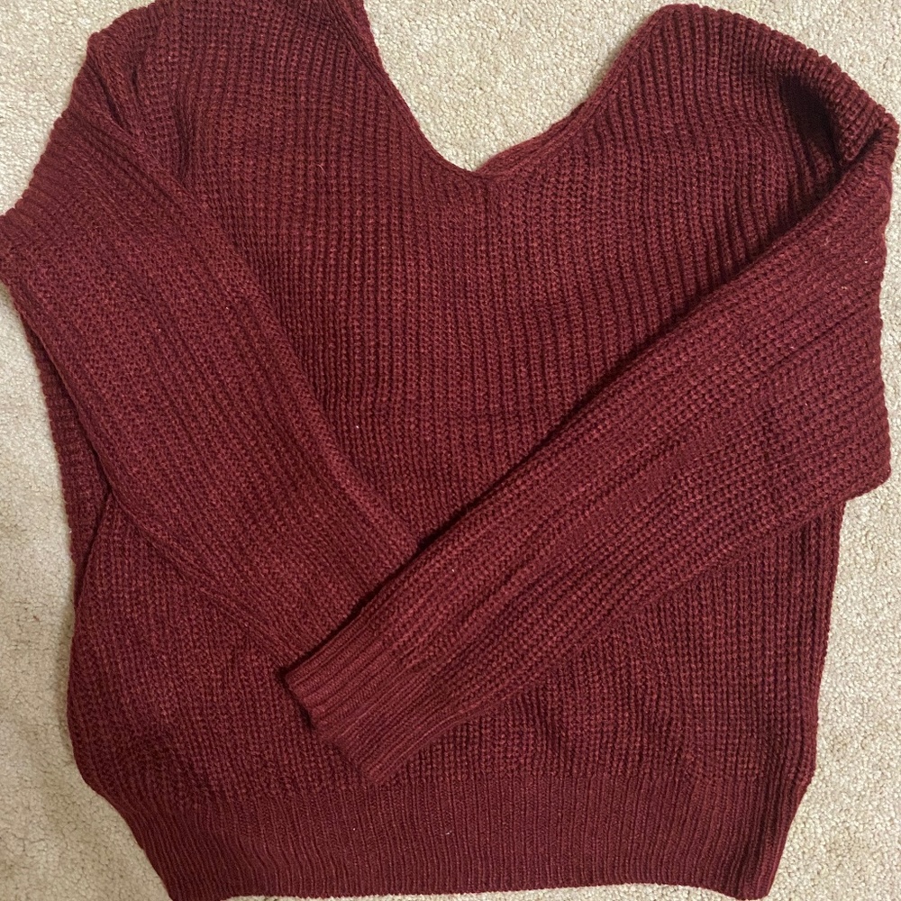 Maroon Twist Back Sweater